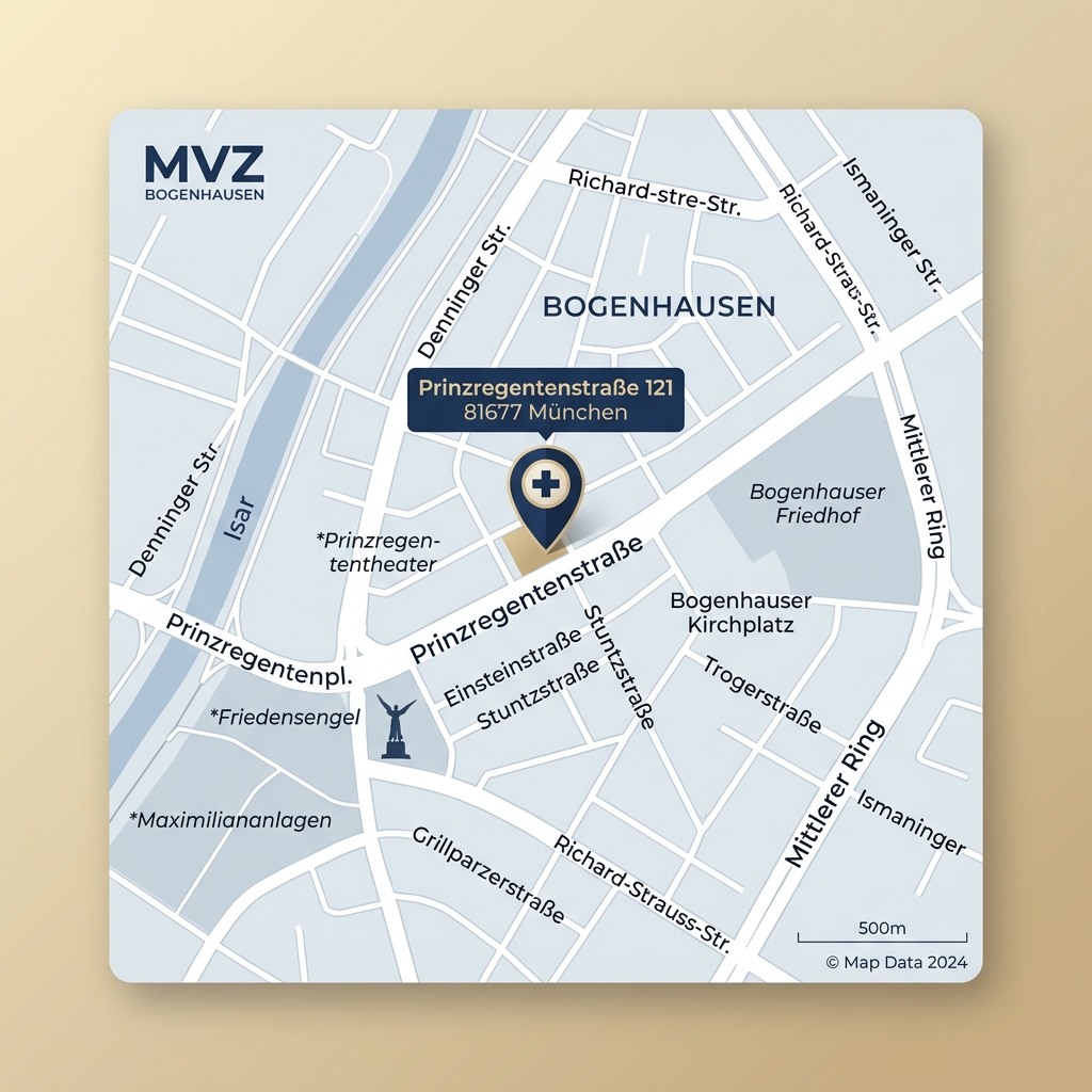 Anfahrtskarte Proktologie Prinzregenten 121, Prinzregentenstraße 121, 81677 München